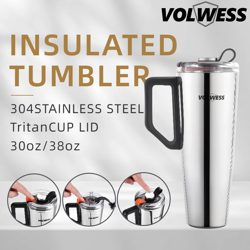 Custom Color and Logo Thermos Cup Insulated Tumbler Double Wall Bottles with Handle