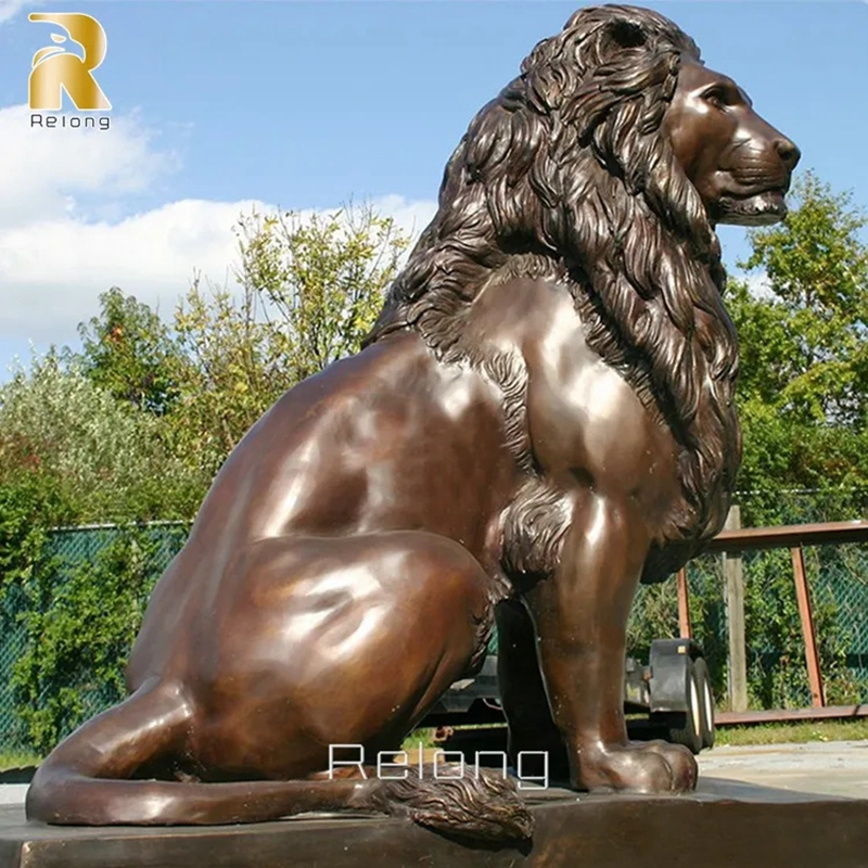 Estatua de león de bronce de tamaño natural para decoración exterior