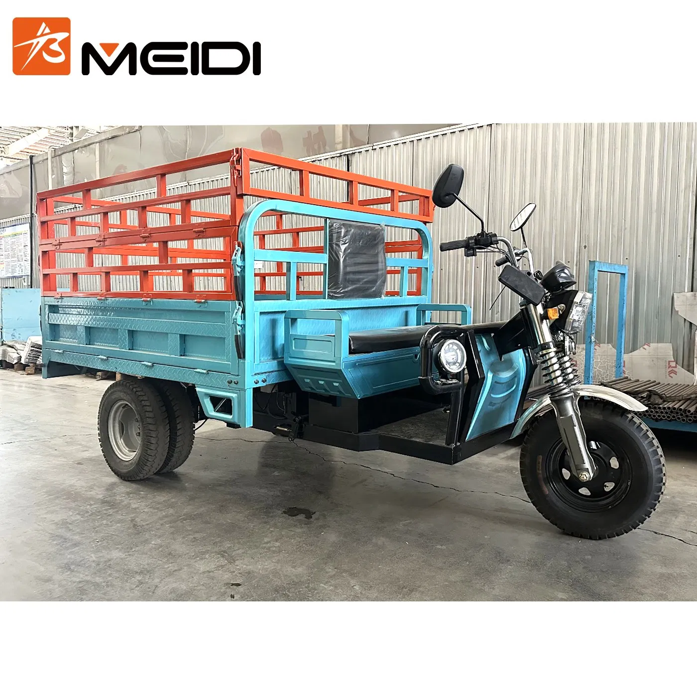 Meidi Heavy-Duty 1.5 Ton Loading 3000W Motor High Fence 3 Wheeler Electric Cargo Tricycle with Double Rear Tyres