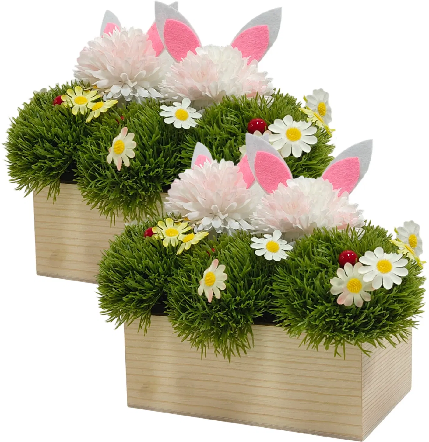 Decorazione pasquale fiori artificiali centrotavola primaverile in scatola di legno