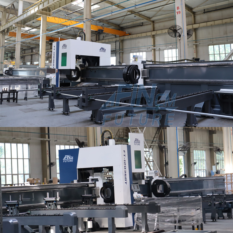 Fincm Caricamento Automatico 12m Heavy Duty 3 Mandrini 6kw CNC Taglio Laser Fibra Tubi Smussati