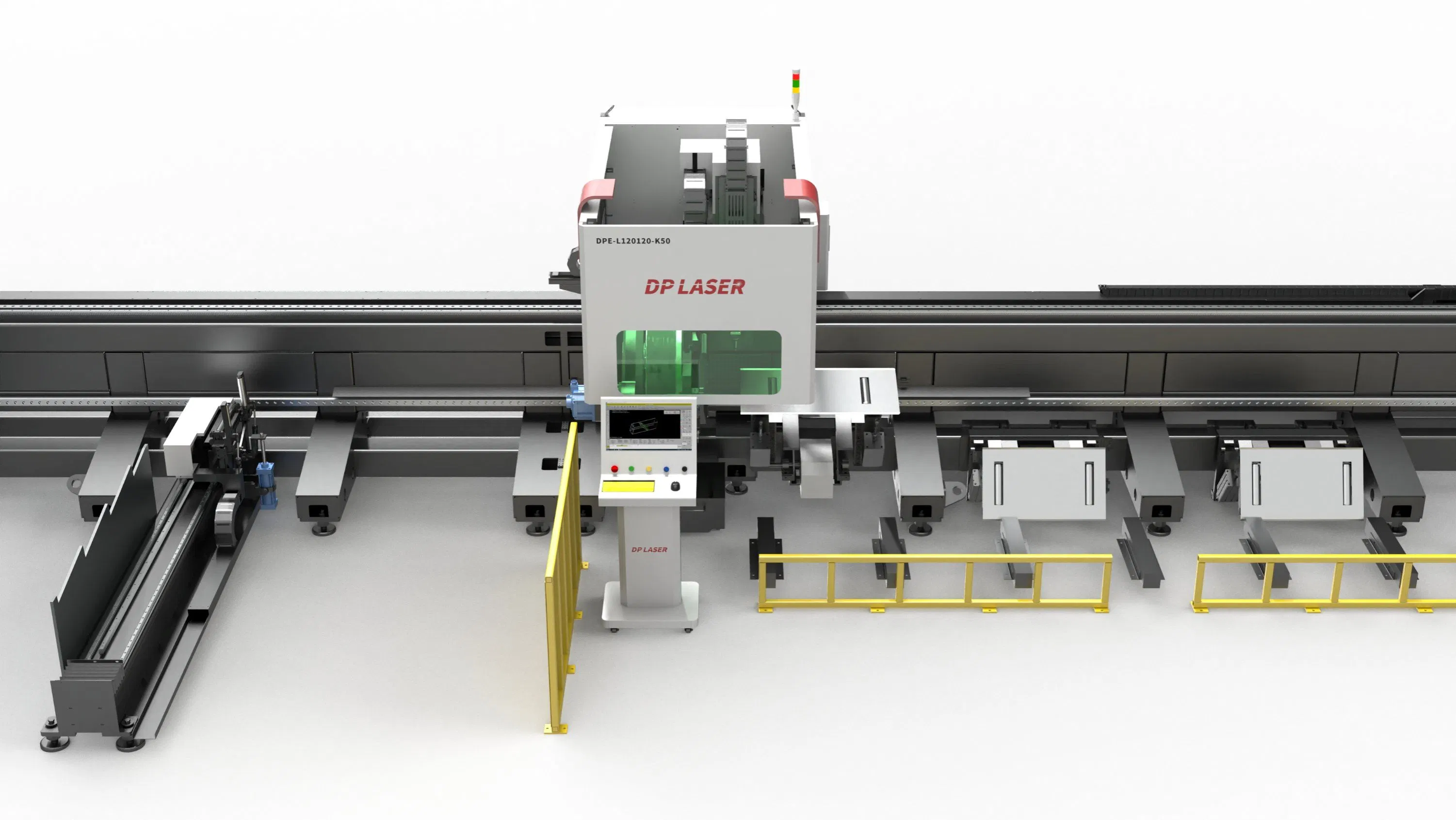 E-Serie Drei-Backen-Automatik-Faserlaserschneidmaschine für das Schneiden von Rund- und Vierkantrohren aus Metall