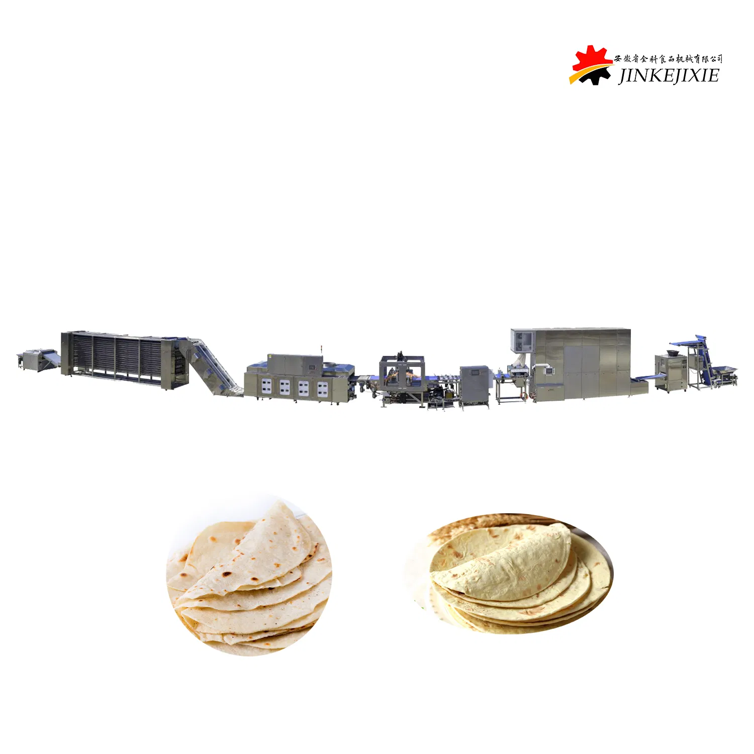 High Efficiency Super Automatic Flour Tortilla Baking Cooling Stacking Pressing Laminating Food Machine Production Line