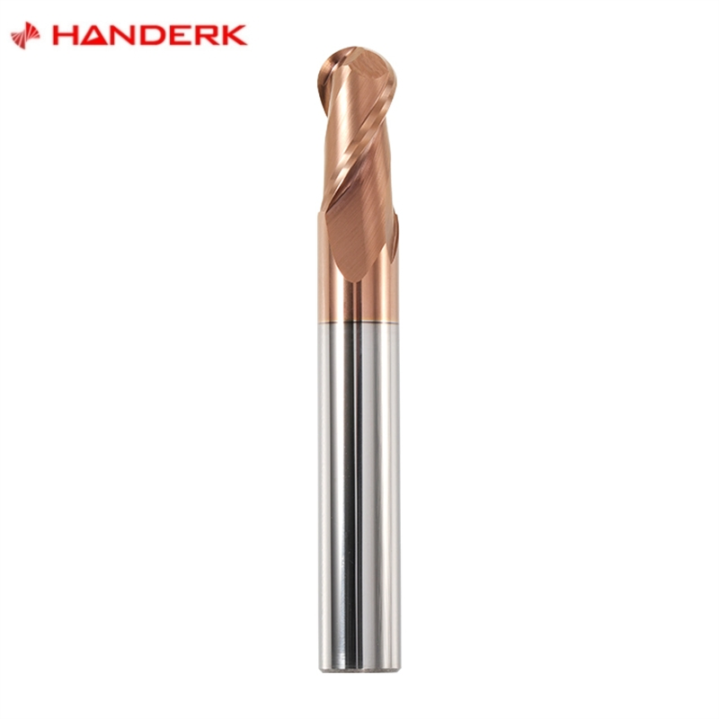 Handerk Solid Carbide 2 Flutes Ball Nose End Mill HRC55 for CNC Machine Tool