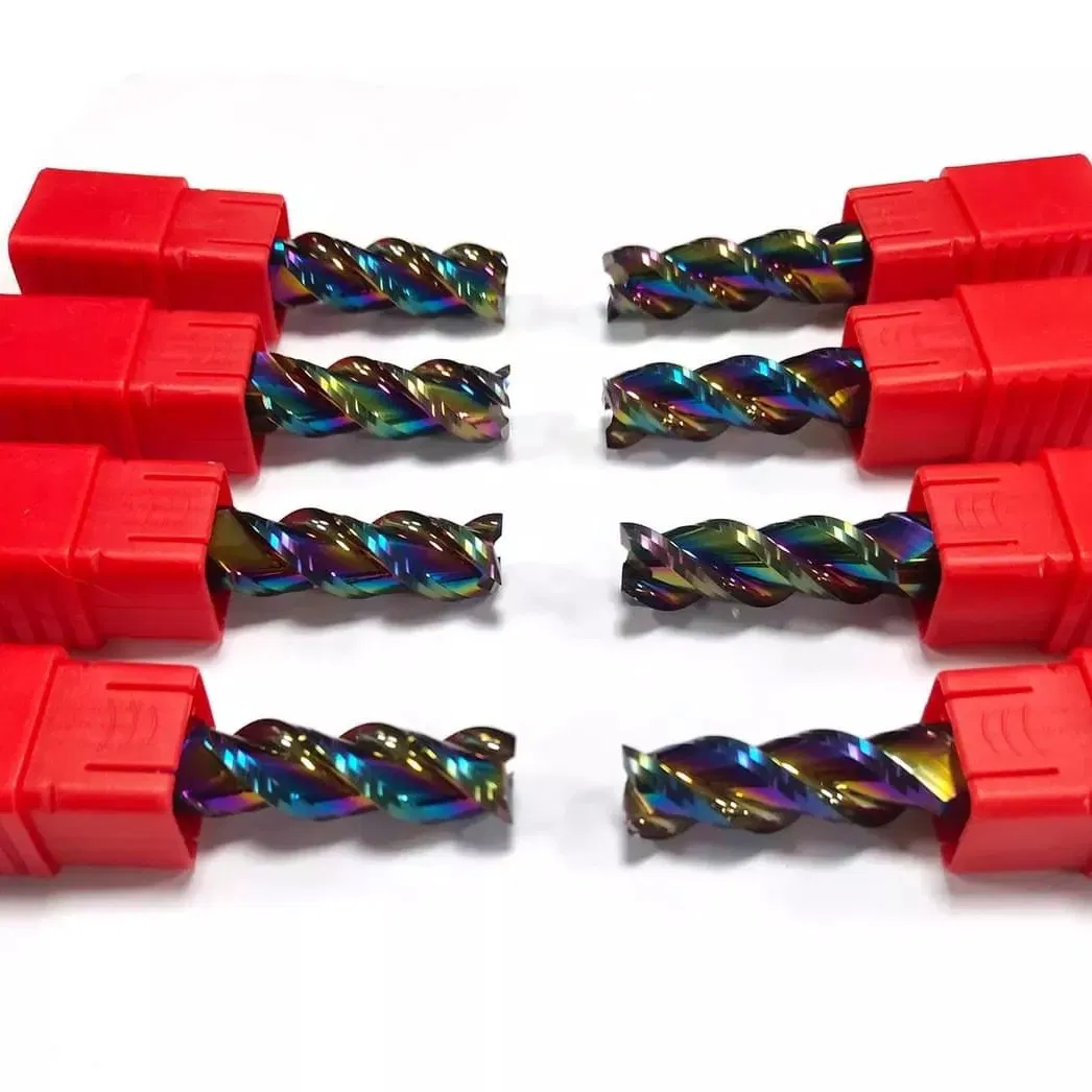 DLC Rivestimento HRC55 3 Taglienti Fresa a Punta Quadrata per Alluminio