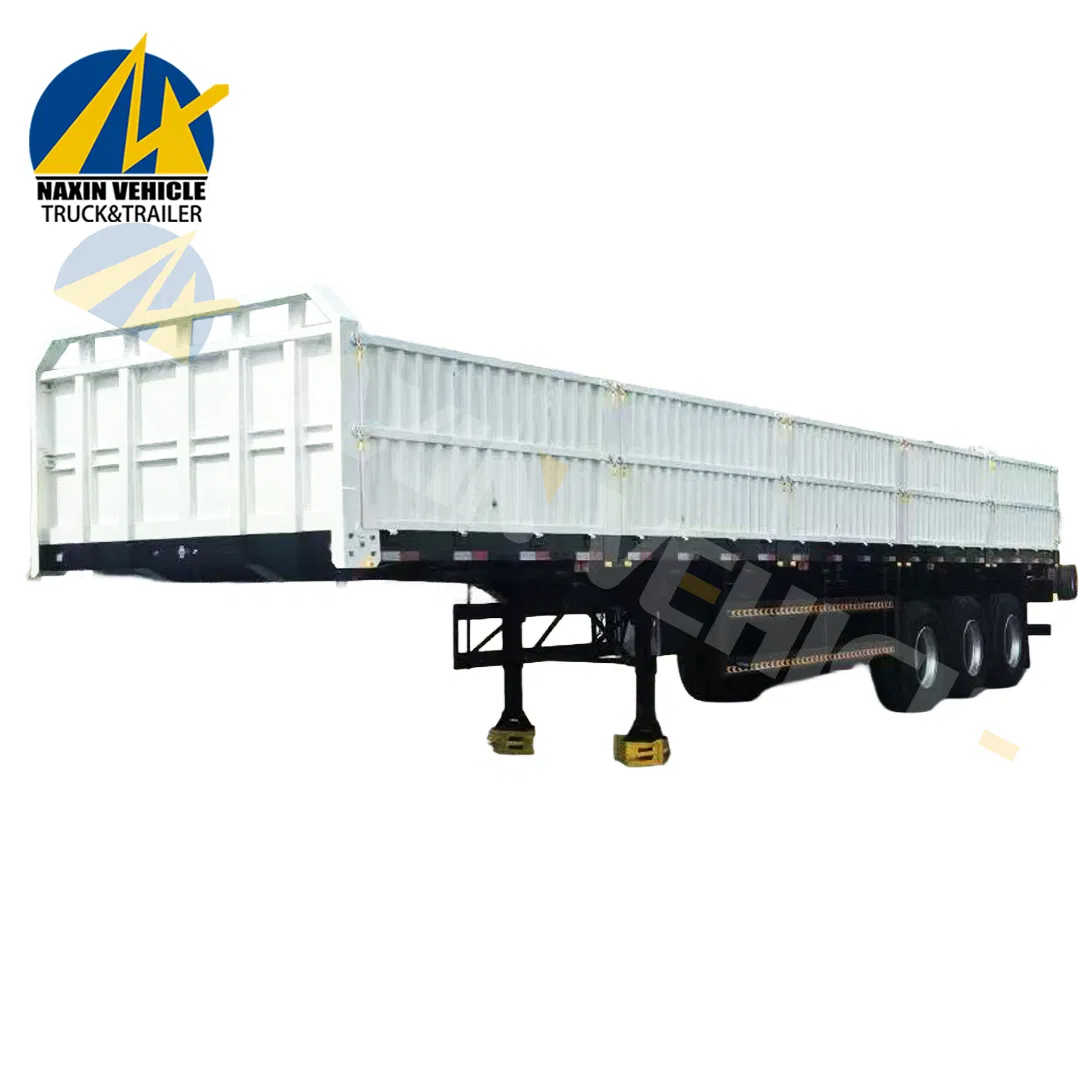 3 Axles 50 Ton Fence Semi Trailer Side Wall Dump Truck Semi Trailer Transport Semi Truck Trailer Box Trailer High Enclosed Side Wall Cargo Trailer with Stake