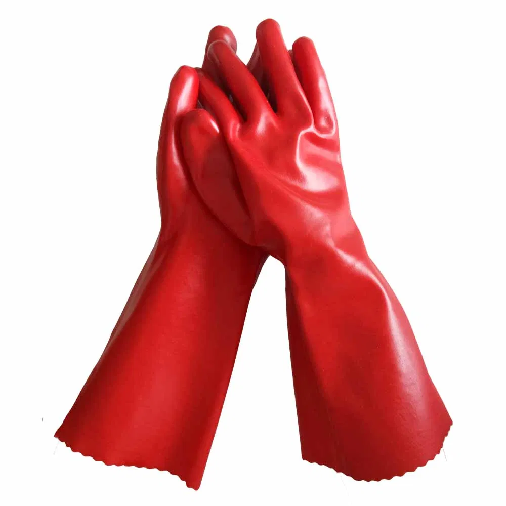 Red PVC Water Oil Proof Industrial Gloves