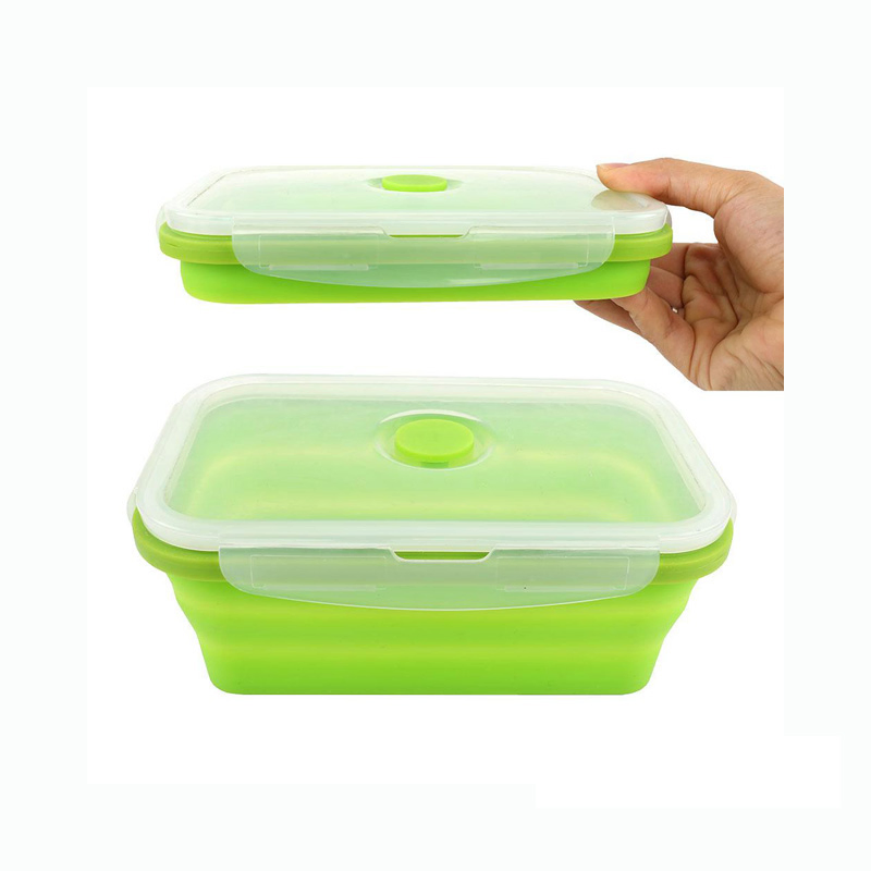 Recipientes de almacenamiento de alimentos plegables de silicona personalizados con tapas