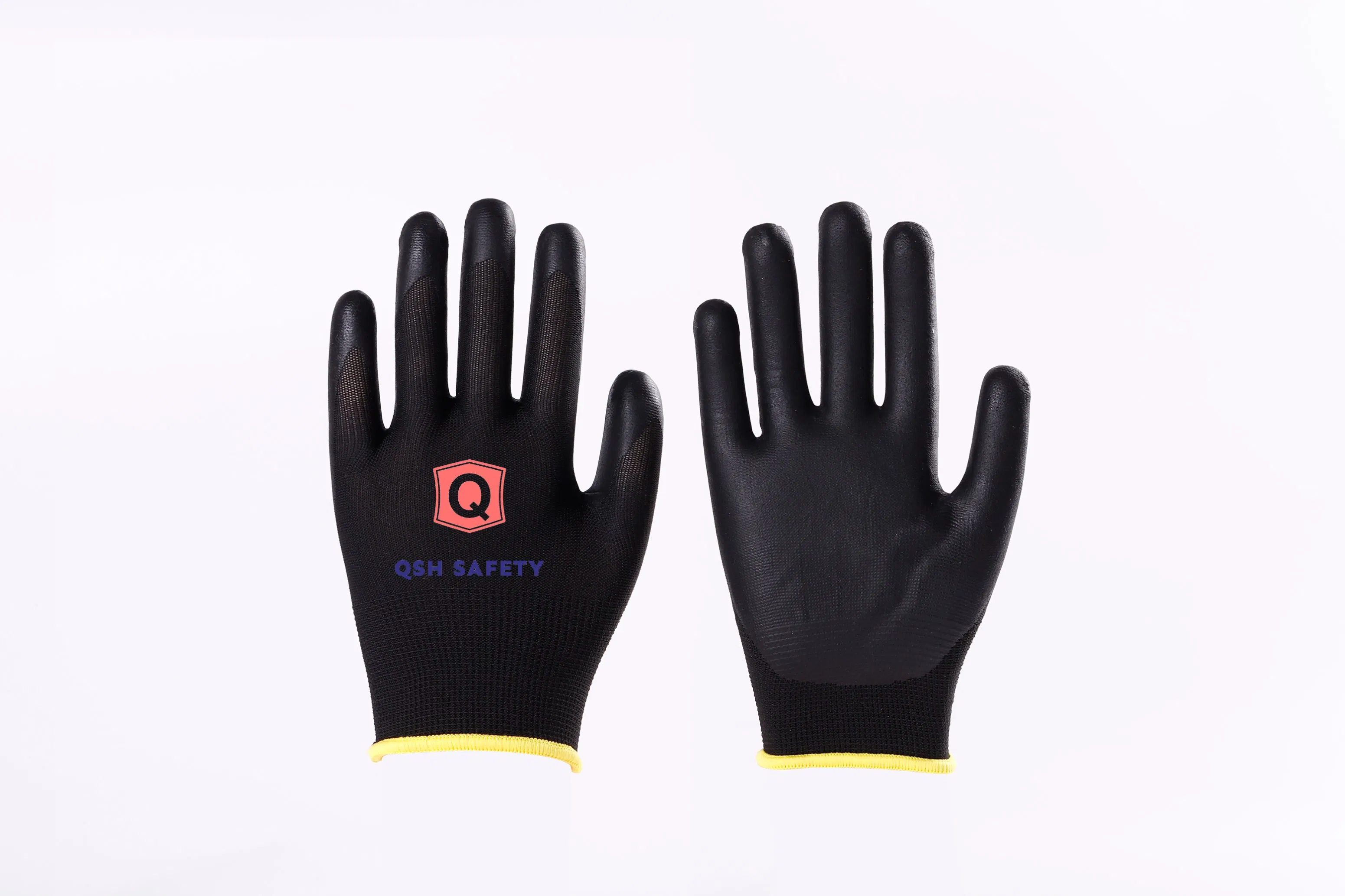 Black PU Palm Coated Work Glove Safety Glove