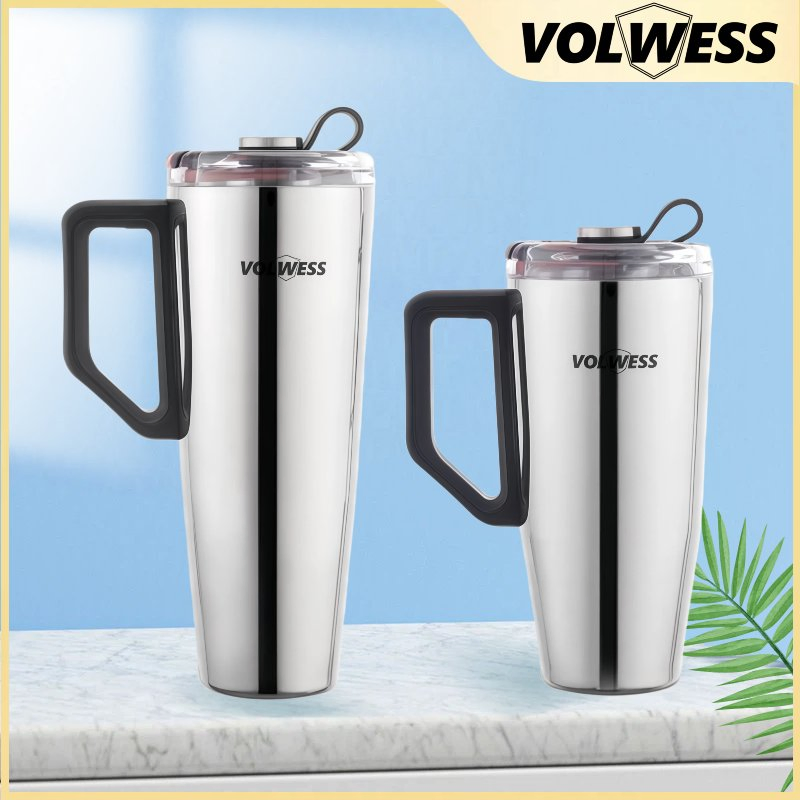 Mirror Finish Stainless Steel Water Bottle Travel Mug Insulated Tumbler with Straw