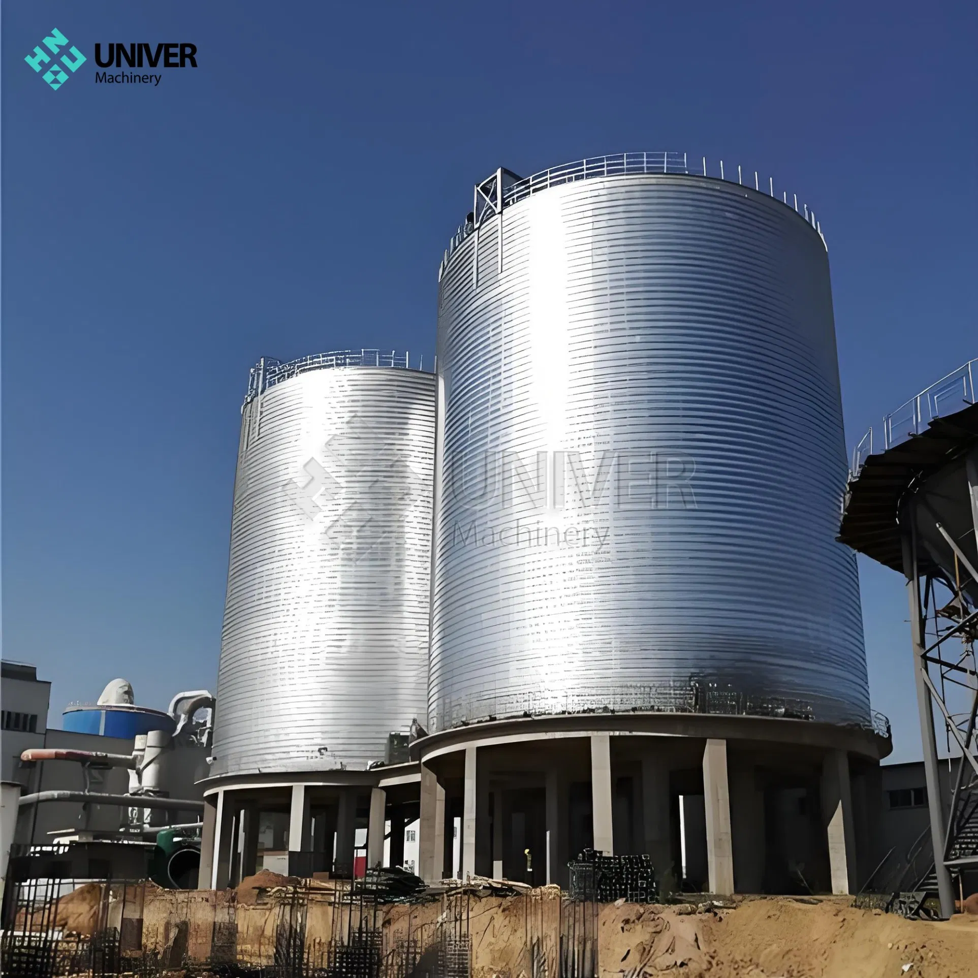 3000 Ton Flat Bottom Galvanized Steel Grain Silo for Animal Feed Storage
