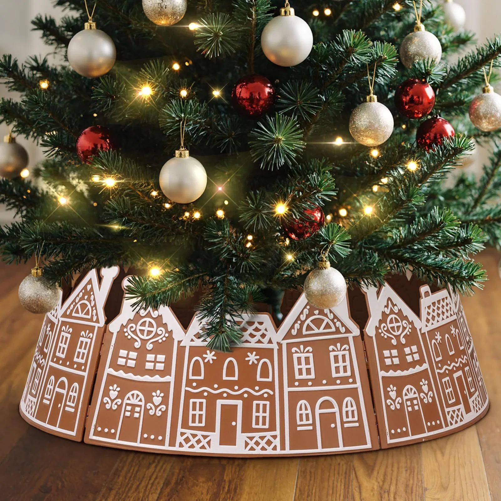 Metall-Lebkuchenhaus-Weihnachtsbaumkragen