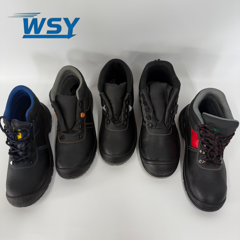 Chaussures de sécurité de travail anti-écrasement anti-perforation à semelle intérieure en cuir véritable et Kevlar, tige mi-haute