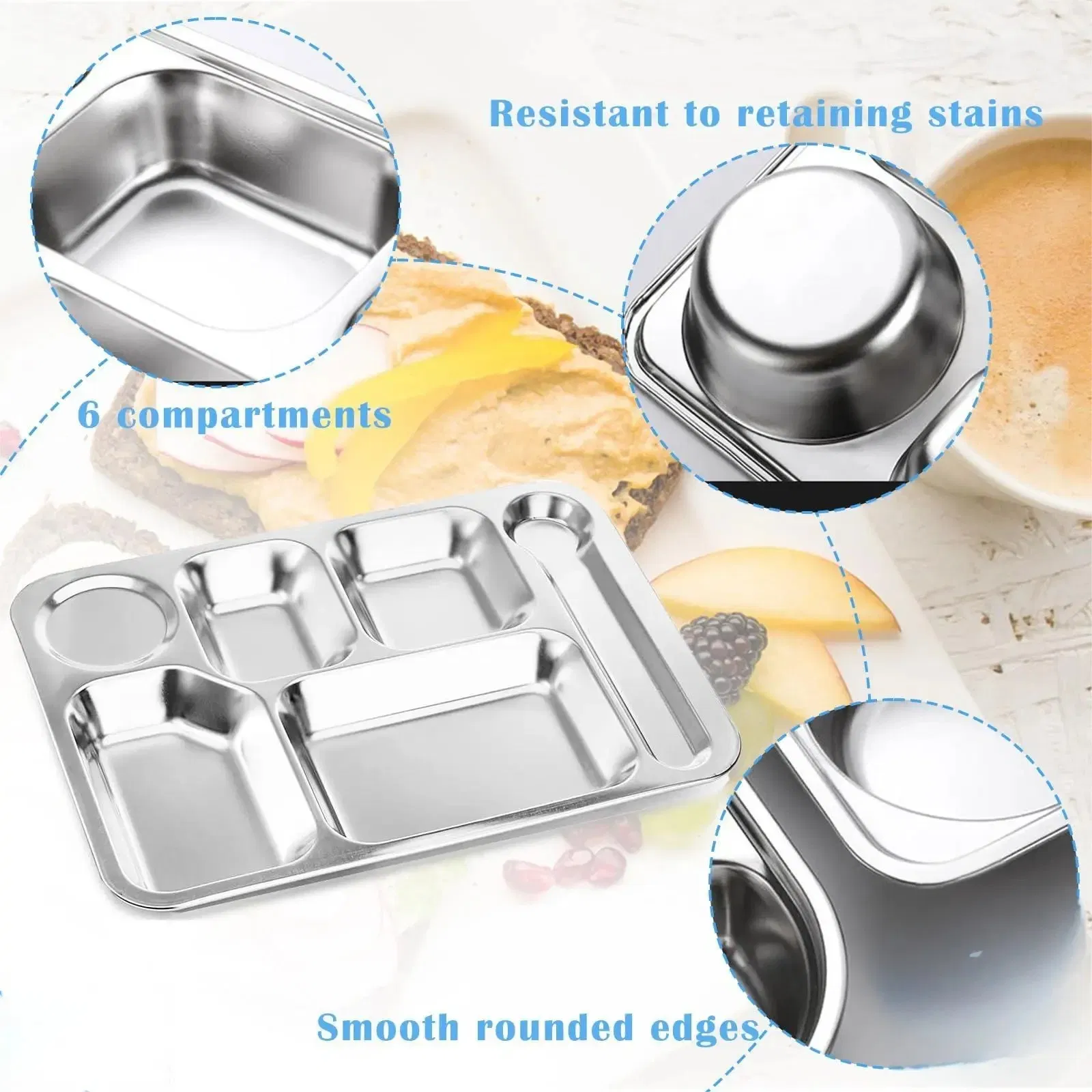 Stylish Multi-Compartment Metal Food Tray for Easy Meal Serving