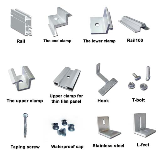 Roof/Ground Solar Power System Aluminium Mounting Structure Brackets Accessories Profile