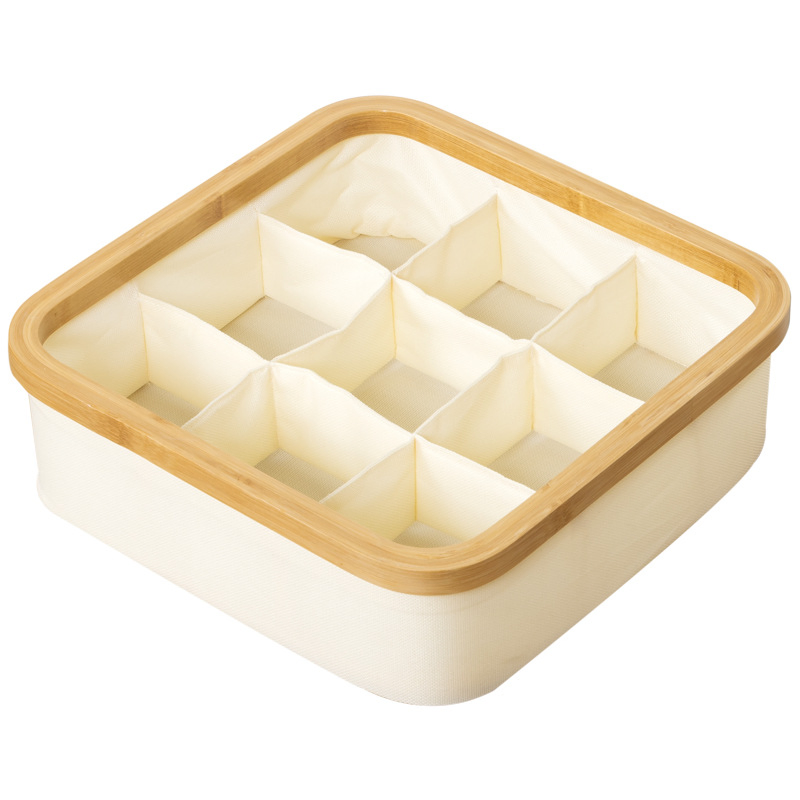 Bamboo Fabric Storage Box Organizer for Clothes Cosmetics Desktop