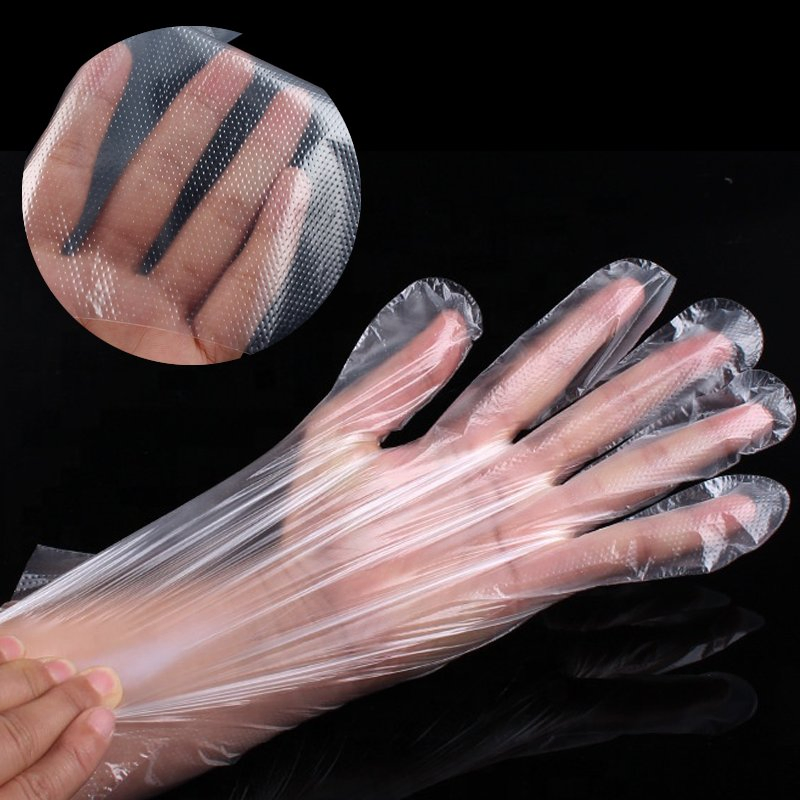 Gants jetables en HDPE transparents, emballés individuellement, de qualité alimentaire