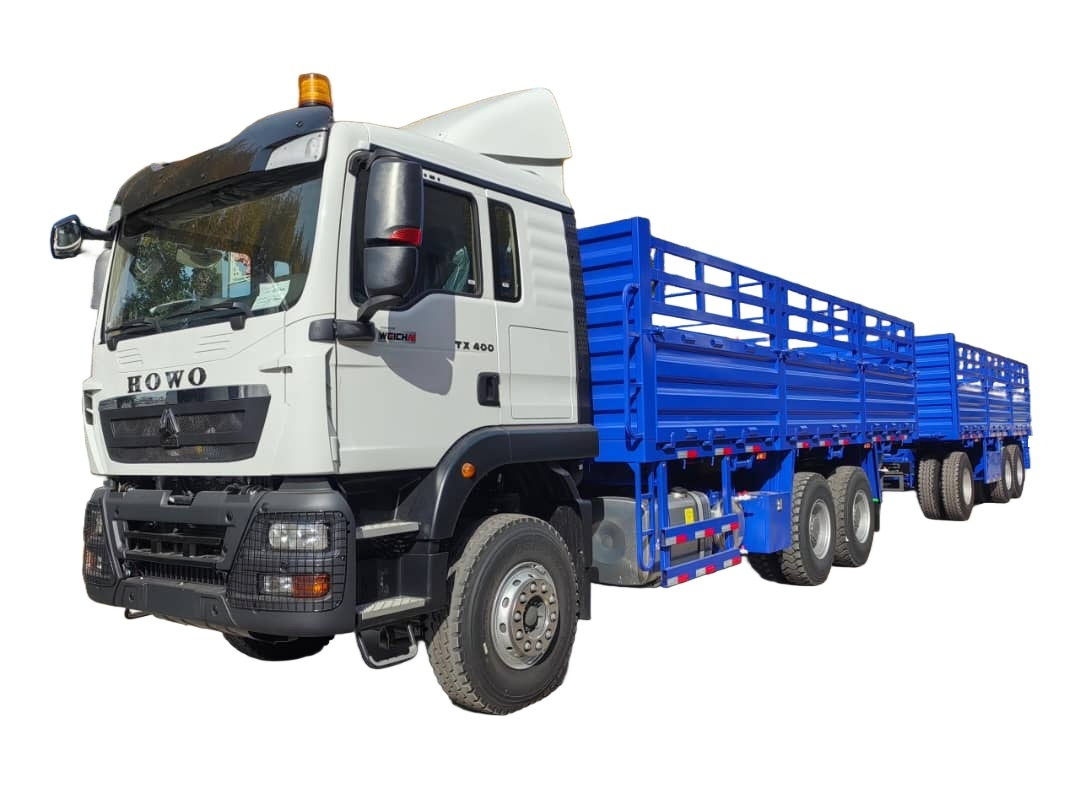 Sinotruk HOWO TX371 400HP 6x4 Cargo Truck Three Axle Full Trailer BPW