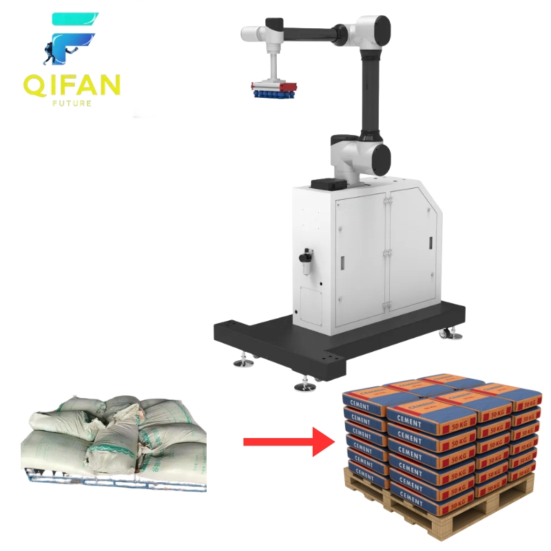 Palletizzatore robotico cobot per magazzini tessili con pinze flessibili