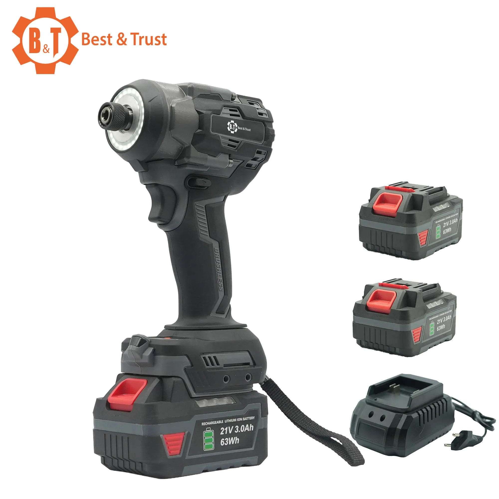 21V Cordless Brushless Impact Screwdriver with 6.35mm 1/4" Inner Hex Shaft