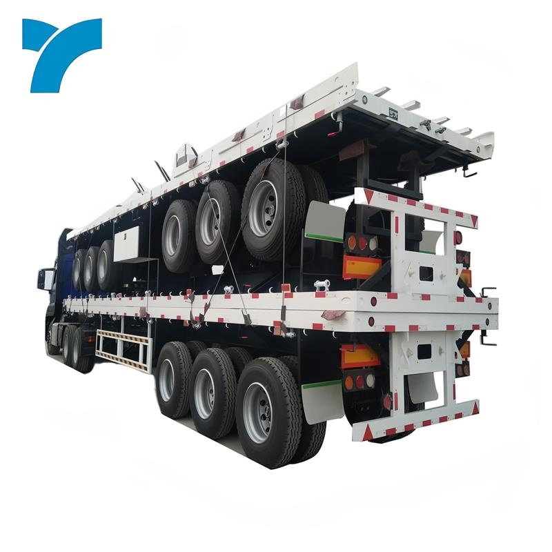 2/3/4 Axle Flatbed White Semi Trailer 40/45 FT Container Platform Transport Trailer 40-60 T Flat Bed Semi Truck Trailer