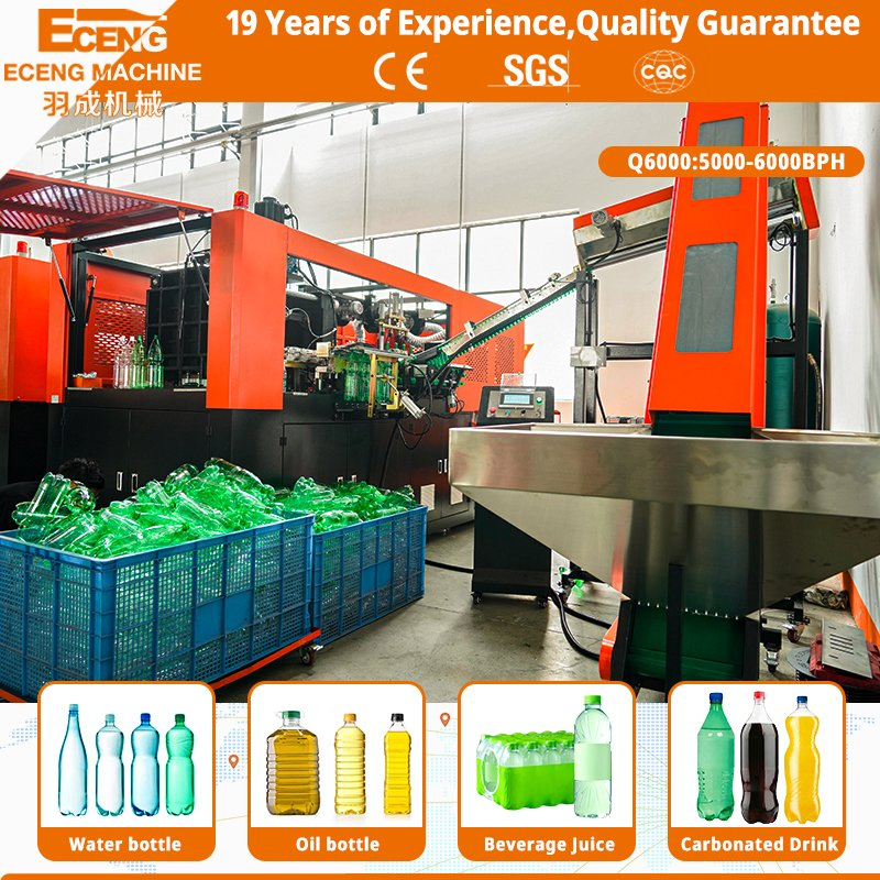Eceng Plastic Bottle Blowing Machine 4 Cavity 6000bph 100ml-2L Automatic Pet Bottle Blowing Mach for Pet Container Production Line