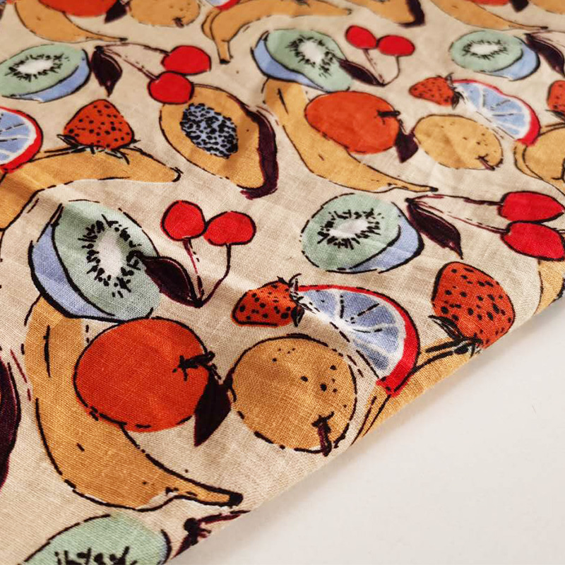 Blended Linen Fabrics Aop Linen Rayon Woven Printed Fabric for Women Dresses L/V15*15 Organic Linen Fabric