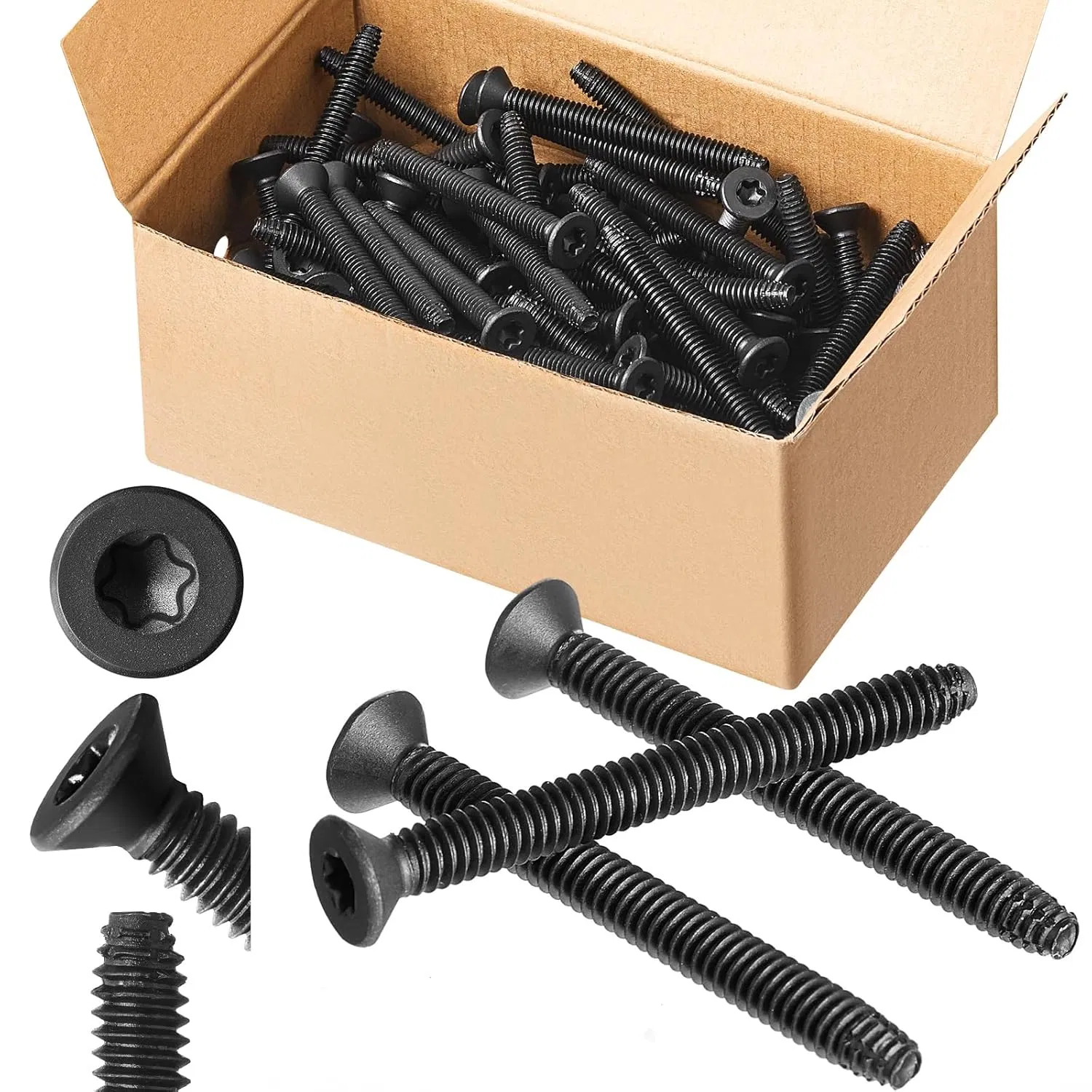200PCS 1/4-20 X 2-1/2" Self-Tapping Trailer Deck Screws Flat Head Trailer Deck Screws