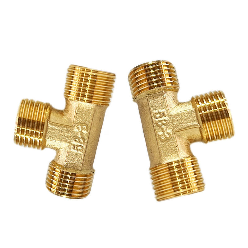 1/2 NPT Brass Male Thread Tee Connector Industrial Pipe Tube Fitting