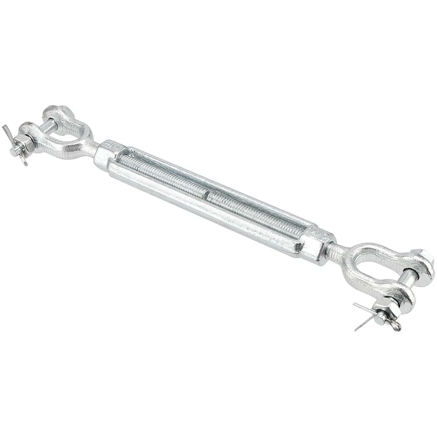 M12 Galvanized Steel Turnbuckle, 1/2 Inch Heavy Duty Jaw and Jaw Turnbuckle