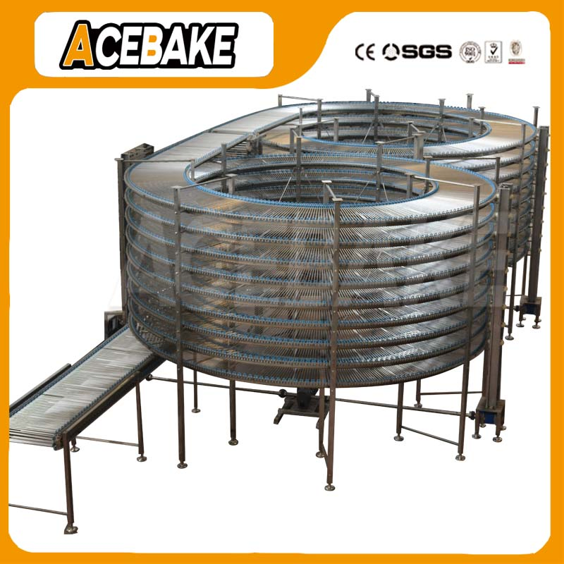 Industrial Bakery Spiral Cooling Tower Conveyor System for Toast Hamburger Bread