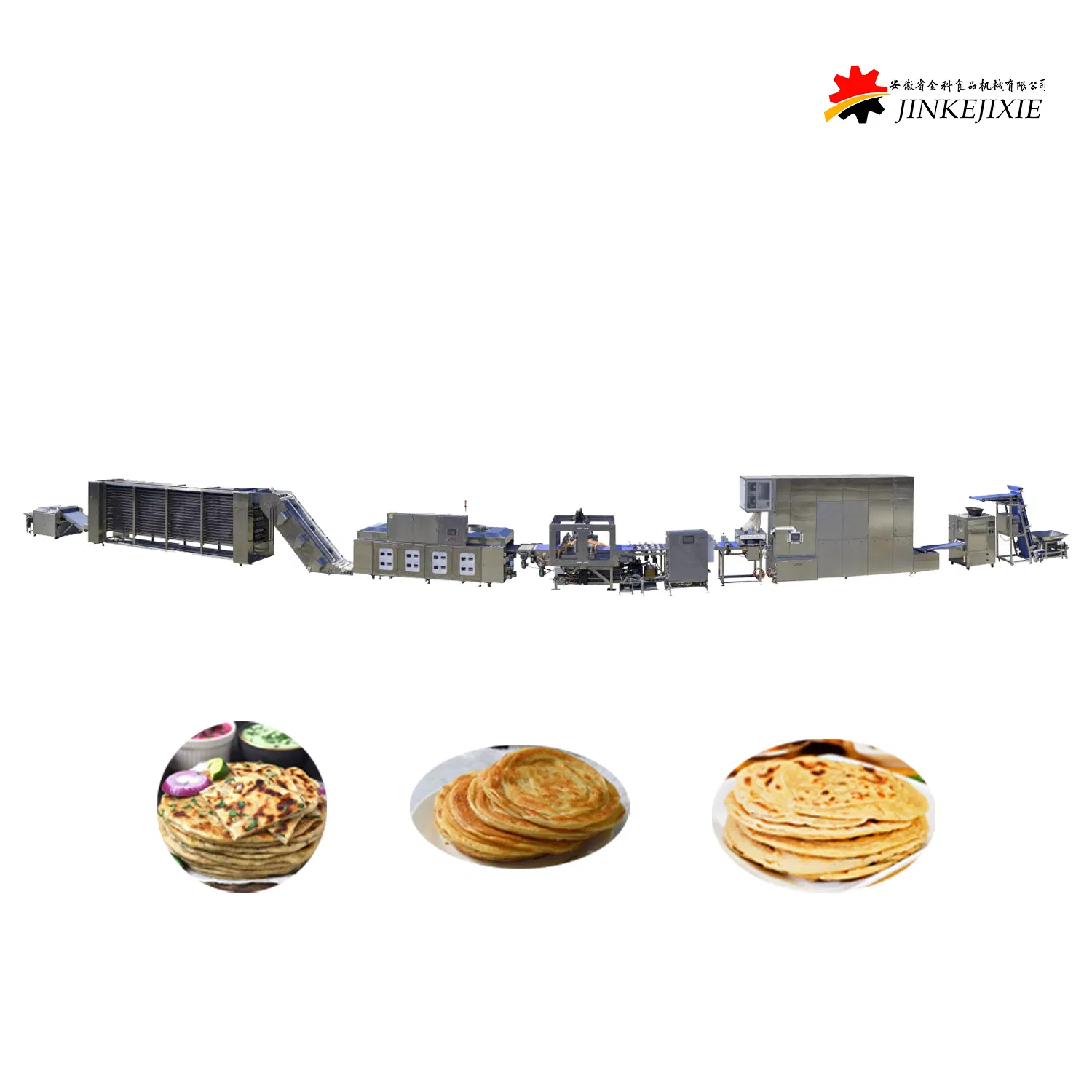 Automatic High Efficiency Paratha Dough Production Line with Baking Cooling Stacking Pressing Laminating