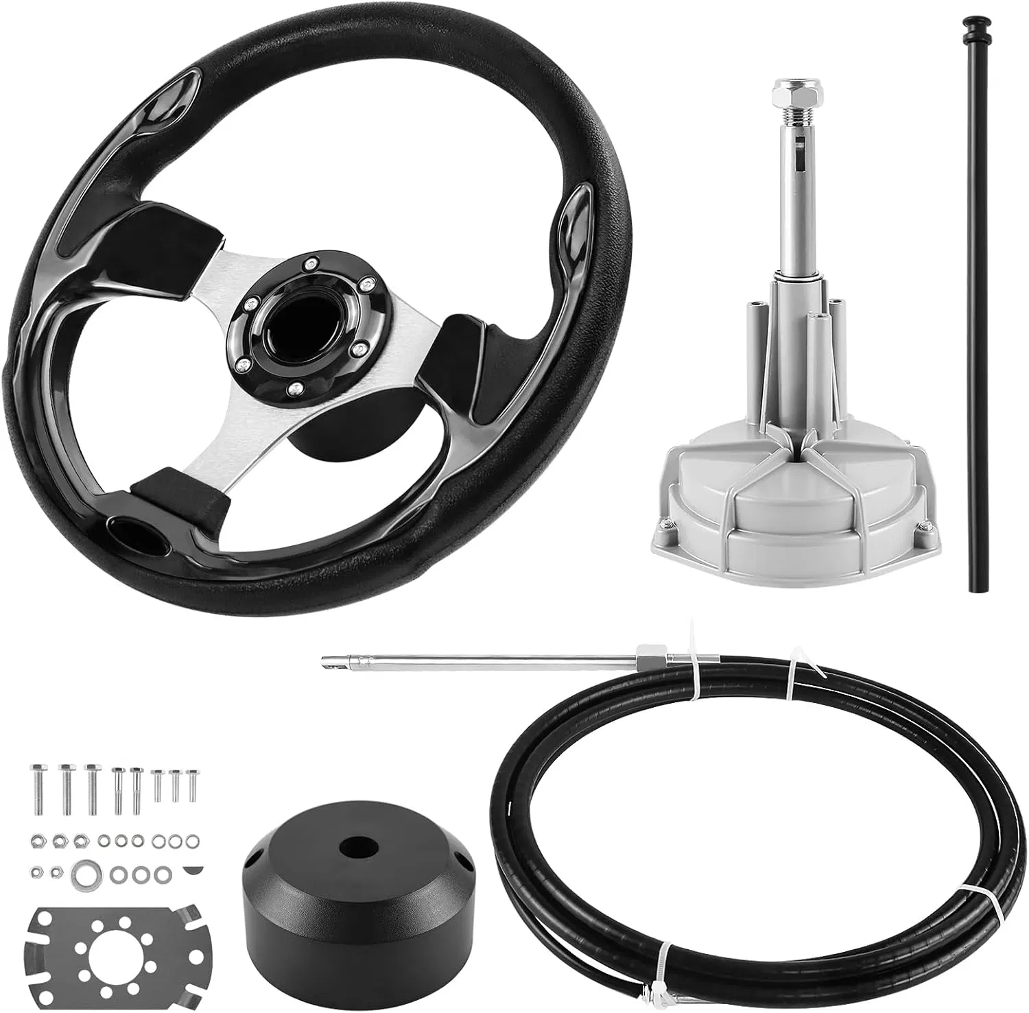 10FT Outboard Boat Steering System Kit 3/4" Standard Tapered Shaft