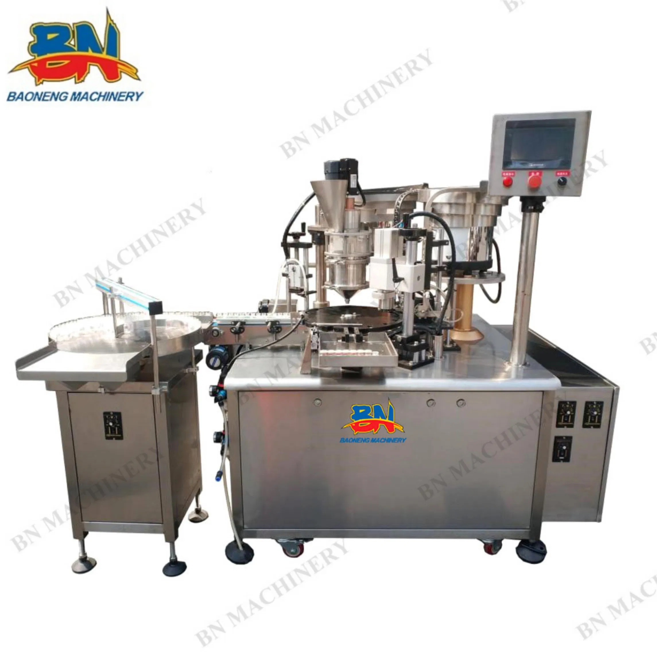 Automatic Glass Vial Bottle Powder Liquid Filling Machine with Stoppering Crimping