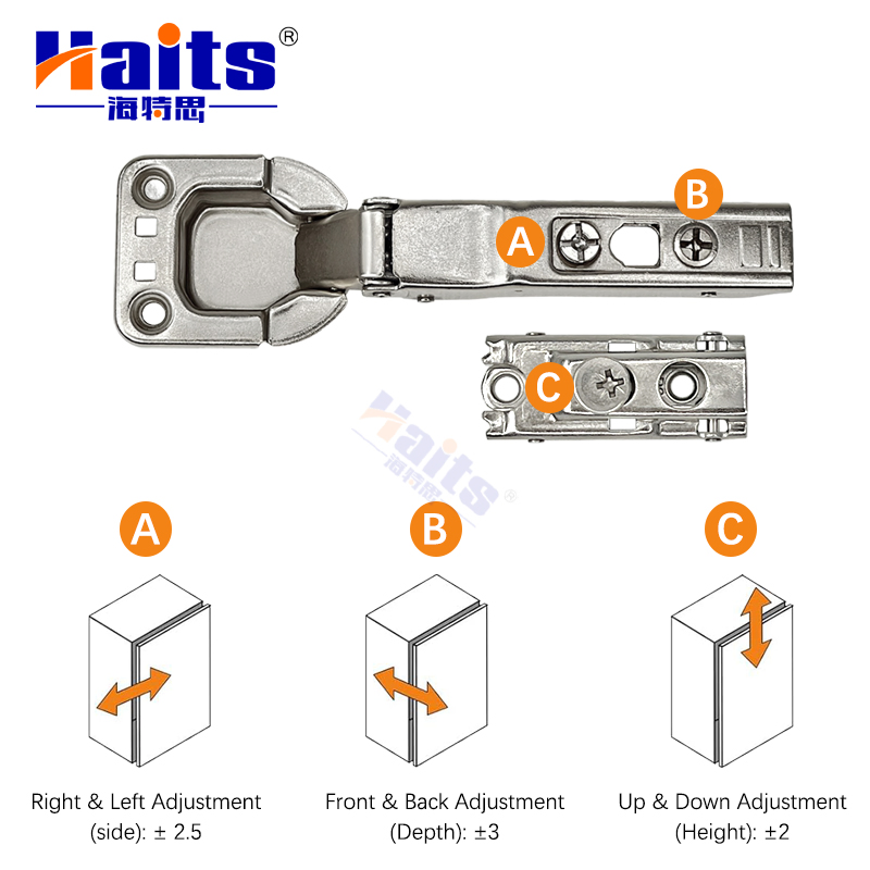 Two Way Clip on Base Small Angle Silent Damping Cabinet Door Hinge
