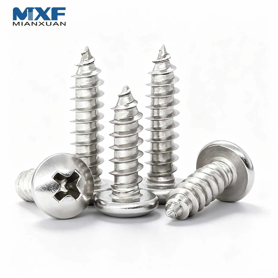 Anti-Rust ISO 7049 304 316 Stainless Steel Cross Recessed Round Pan Head Self Tapping Screw