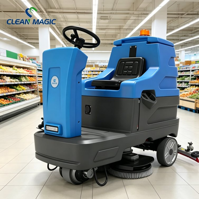 CM85 Driving-Type Ride-On Floor Scrubber with Double Brush Disc Design