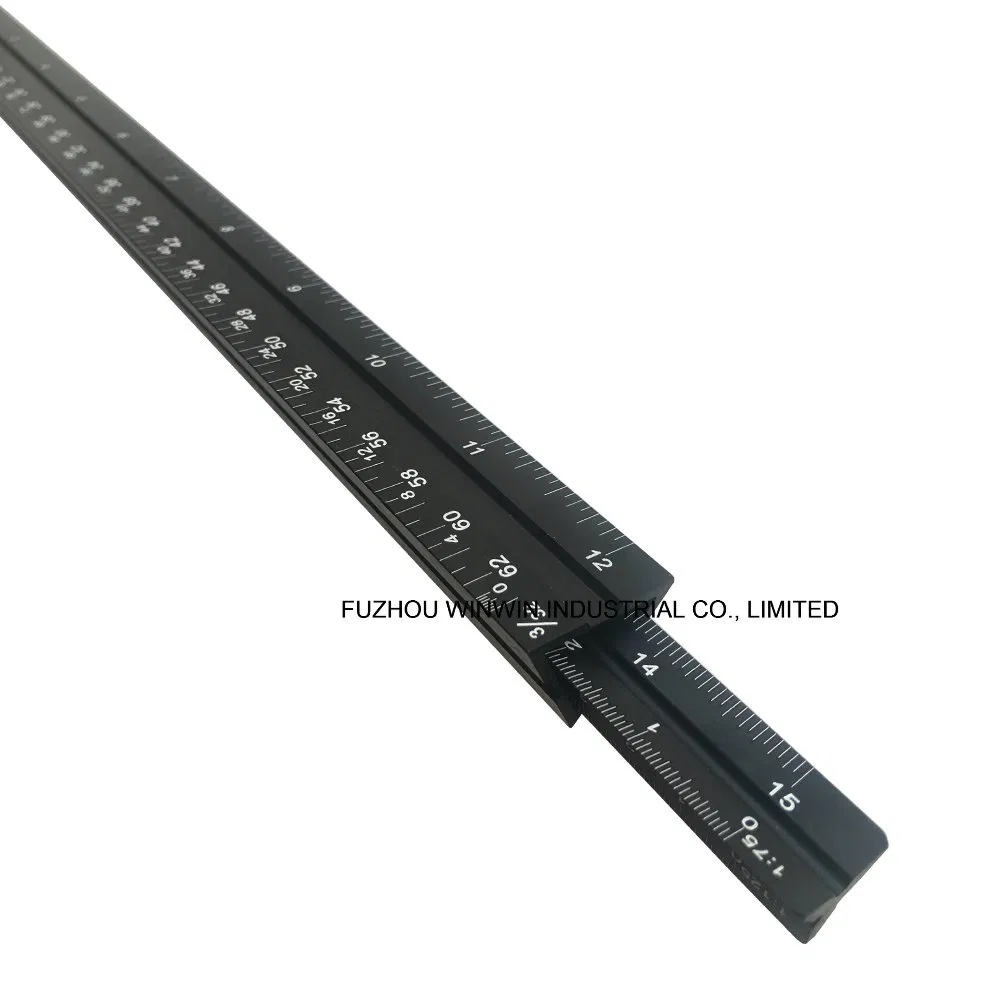 12inch Anodized Aluminum Embedded Triangular Scale Ruler Set (WW-TSR04)