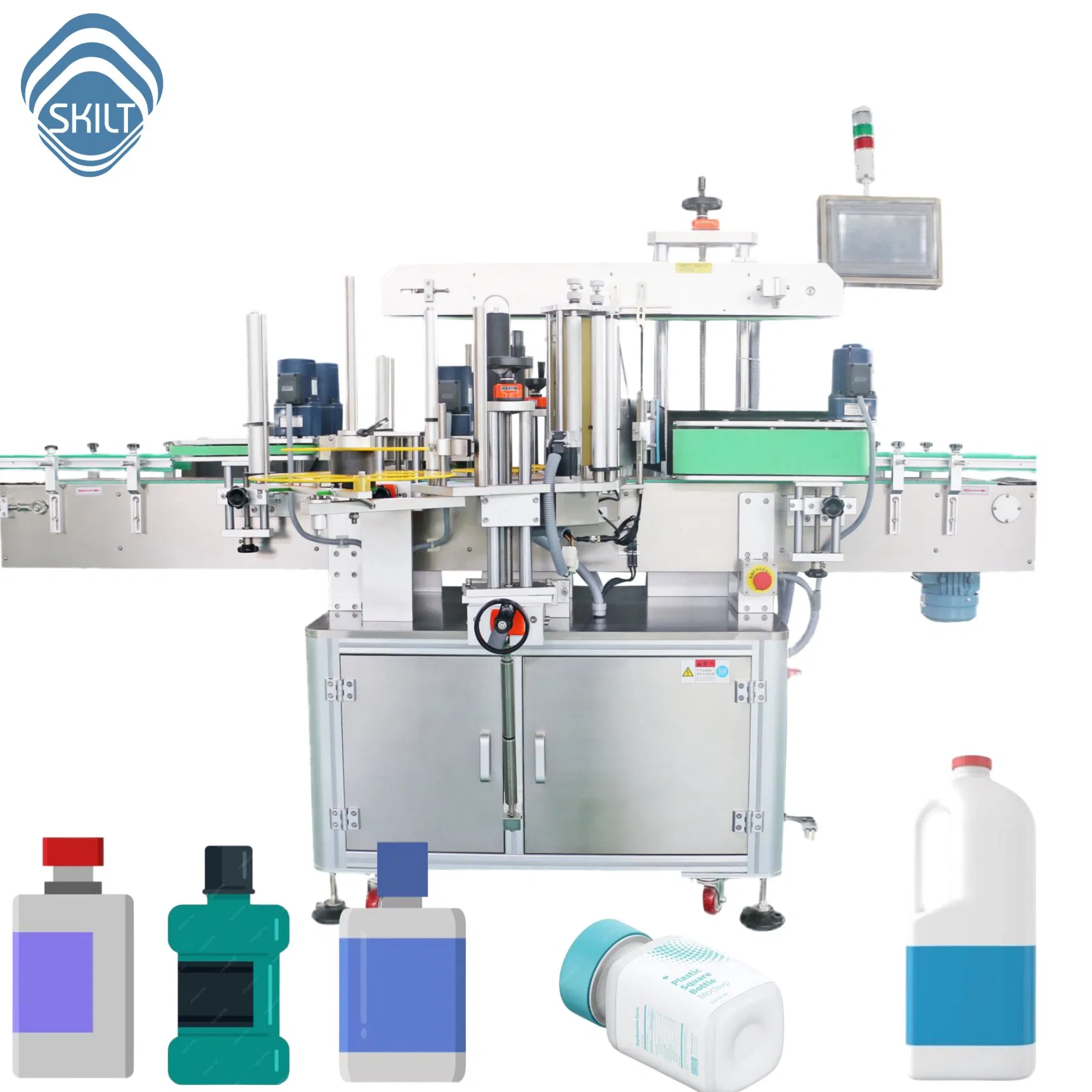 Skilt Auto Sticker High Speed Oval Flat Square Bottle Jars Cans Three Four Sides Multi-Sides Labeling Machine Labeller Label Applicaor Label Pasting Machine