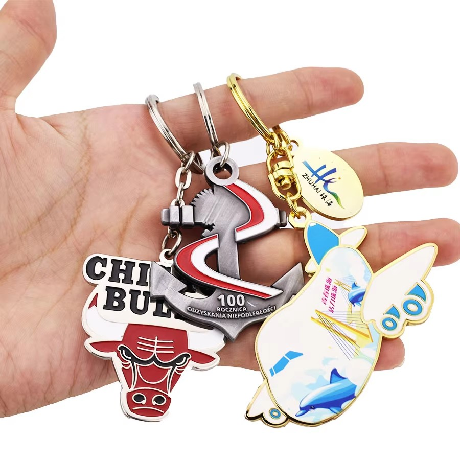 Custom Enamel Keychain & Carabiner Set, 2D 3D Metal Base Promotional Souvenir with Logo