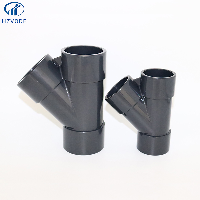 UPVC Y-Type Tee with DIN Standard Pressure PN16 Gray Color