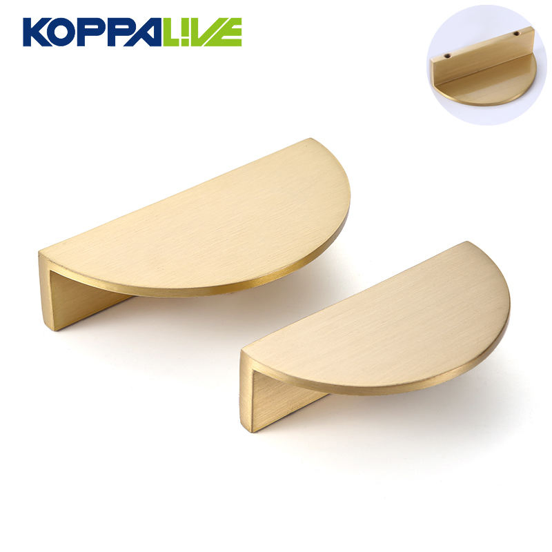 Solid Brass Half Moon Cupboard Handle 150mm Brushed Gold Drawer Knob Semicircle Cabinet Handle