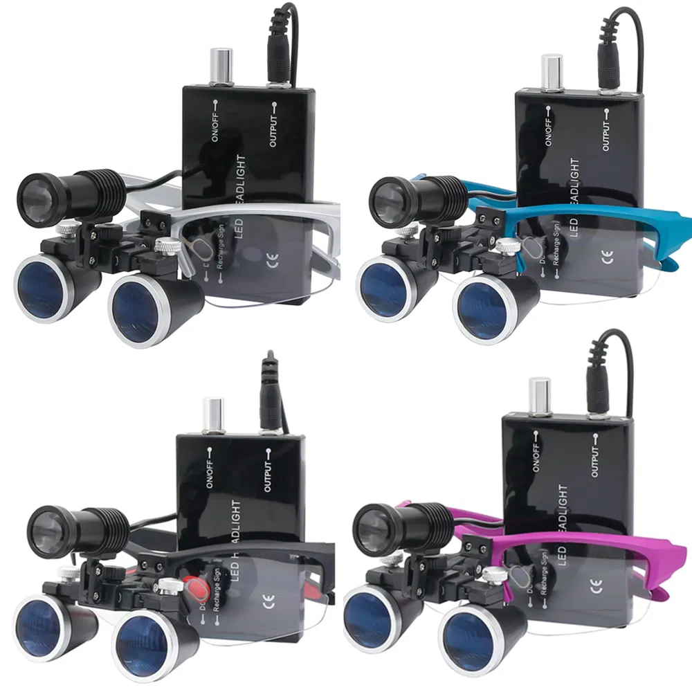 Surgical Instrument Maginification Dental Binocular Loupes Surgical Magnifying Lenses with 3W LED Spot Light Aluminum Box