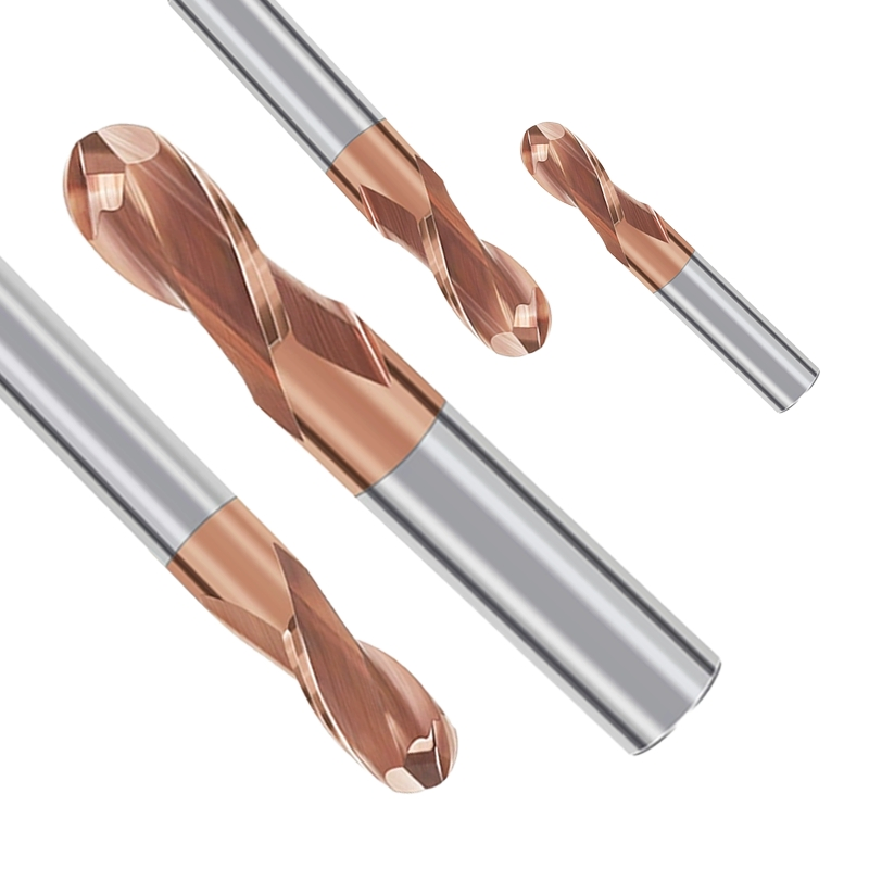 Tungsten Carbide 55HRC 2 Flutes Ball Nose End Mill for High Precision Machining Tools