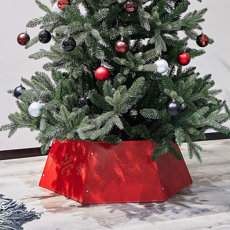 Base per albero di Natale in metallo rosso neve per decorazione natalizia