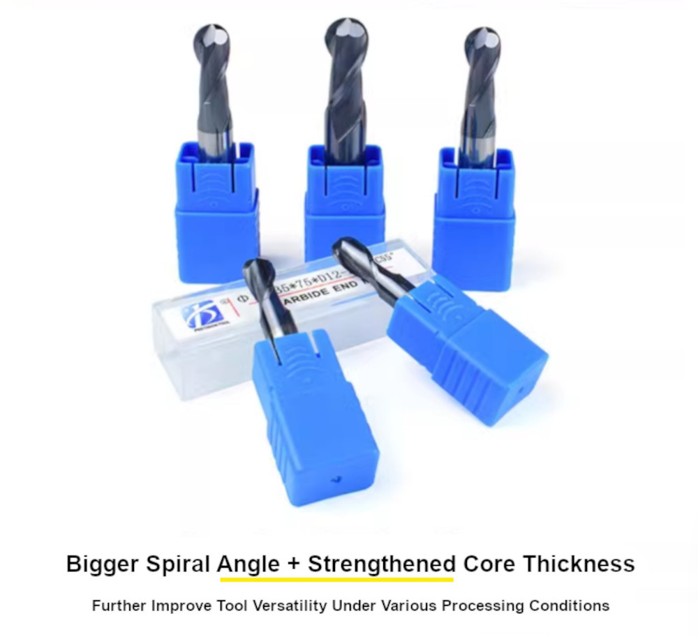 Baoke HRC55 65 Degree Ball Nose End Mill R0.25 R0.5 R0.75 R1 R1.5 R2 High Precision Wear-Resistant Tungsten Carbide Tool Ball End Mill Bits