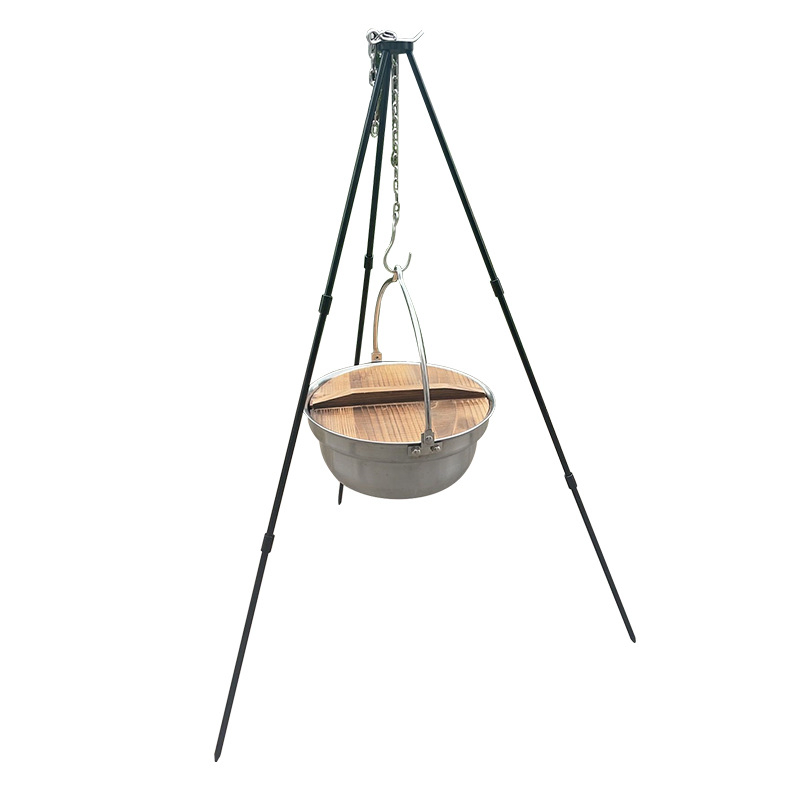 Stainless Steel Hanging Camping Pot Lightweight Outdoor Cooking Utensils High Temperature Ez30301