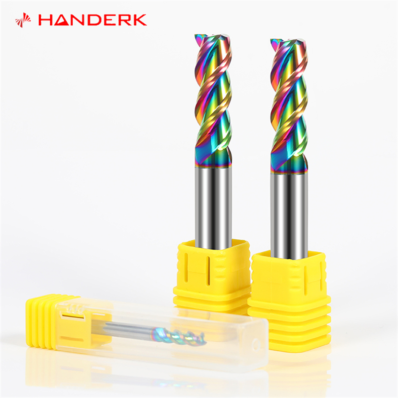 Handerk 3flute Square Milling Cutter Dlc Coating End Mill for Aluminum