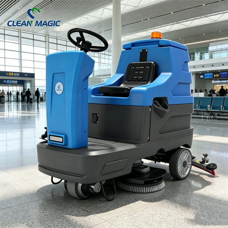 Medium-Sized Vehicle-Mounted Floor Scrubber, Warehouse and Garage Commercial Electric Floor Scrubber CM85