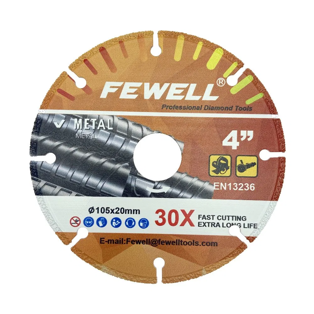 Vacuum Brazed Segmented 4inch 105*1.4*20mm Diamond Saw Blade for Dry Cutting Metal, Granite, Marble, Bricks, Stainless Steel